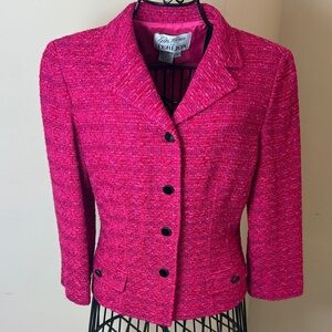 Teri Jon Vibrant Pink Tweed Blazer